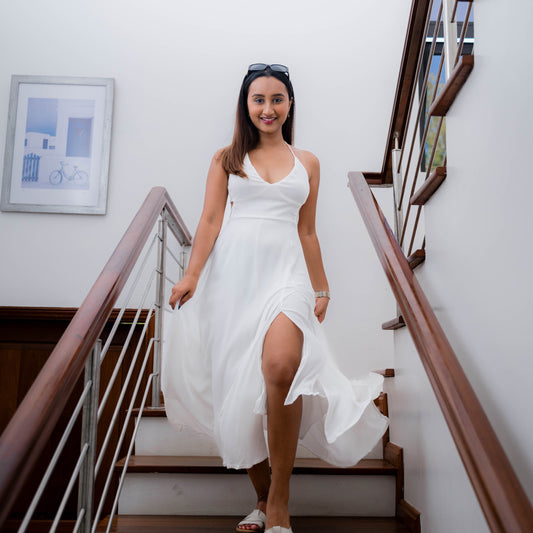 FLOWY DRESS - White & Black